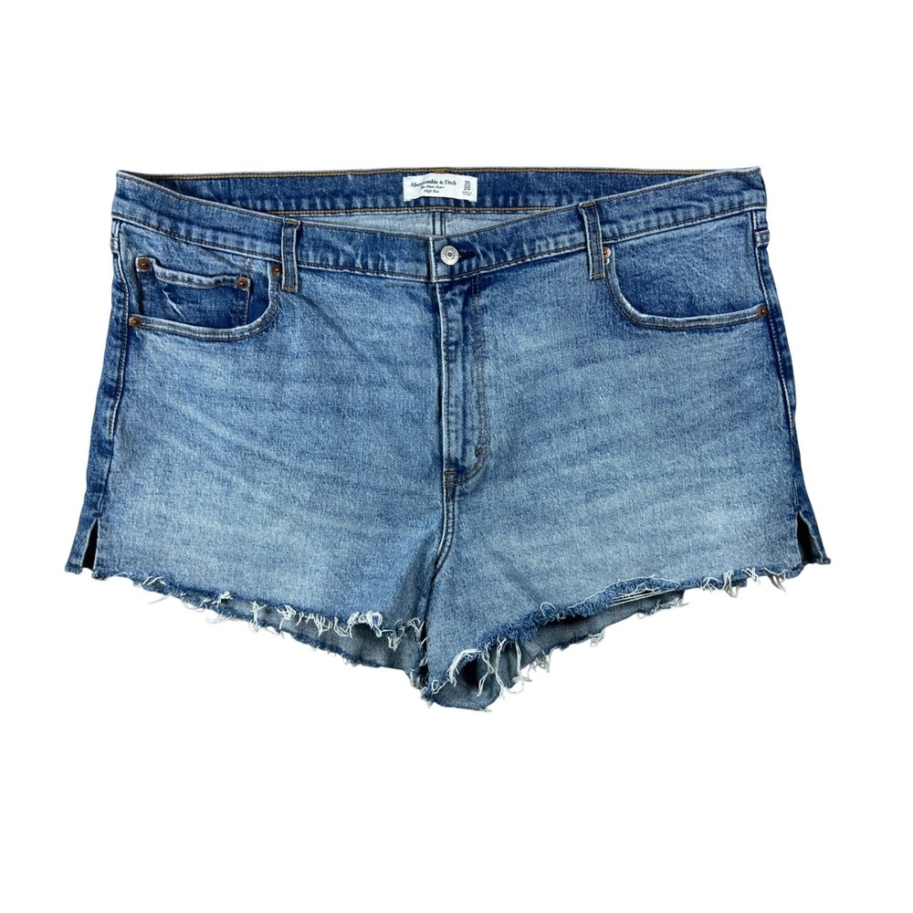 Abercrombie &‎ Fitch The Mom Short High Rise Blue Denim Cutoffs Jorts 35 20 Plus